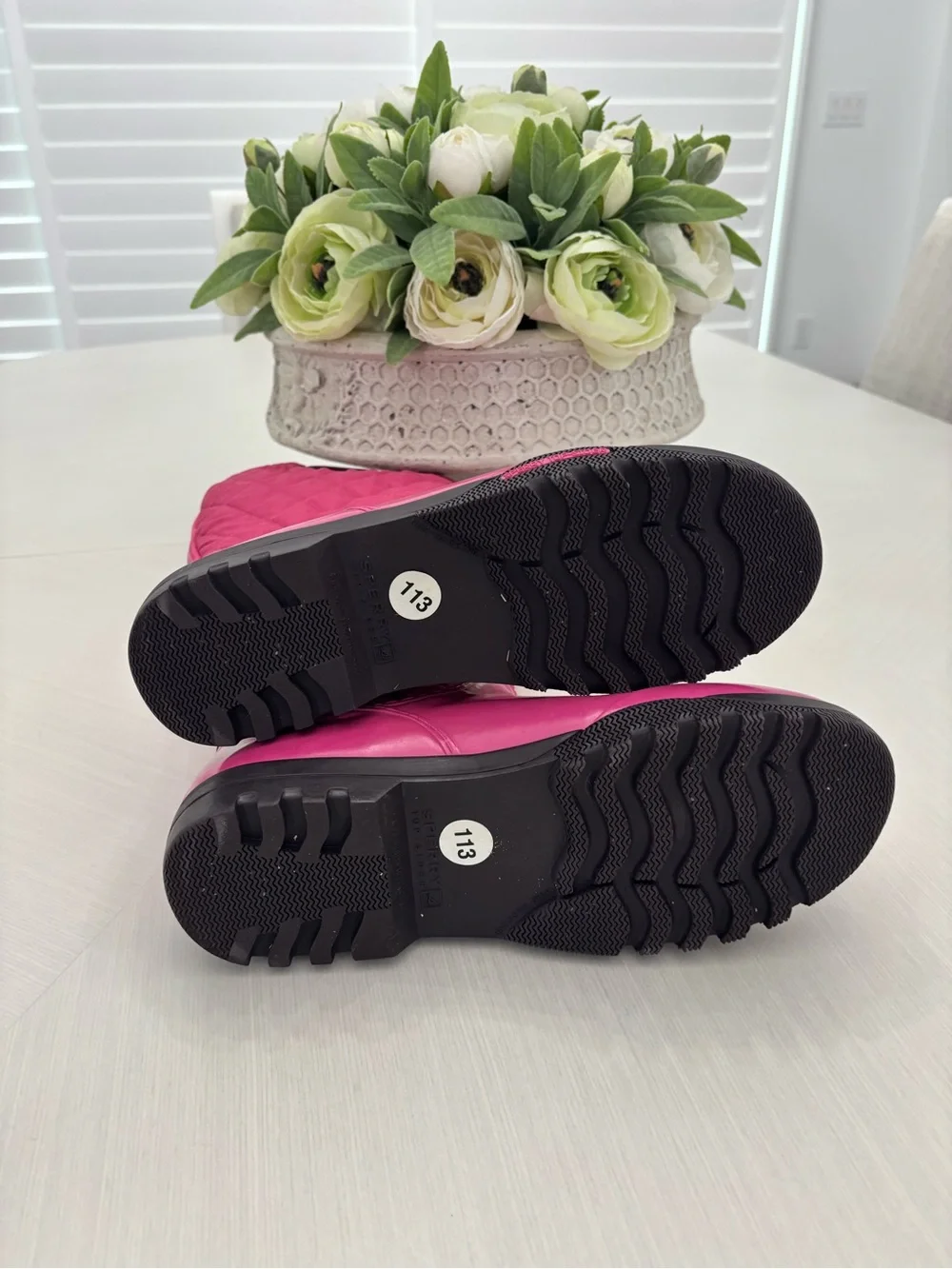 Sperry Pink mid-calf Quilted Rain Boots